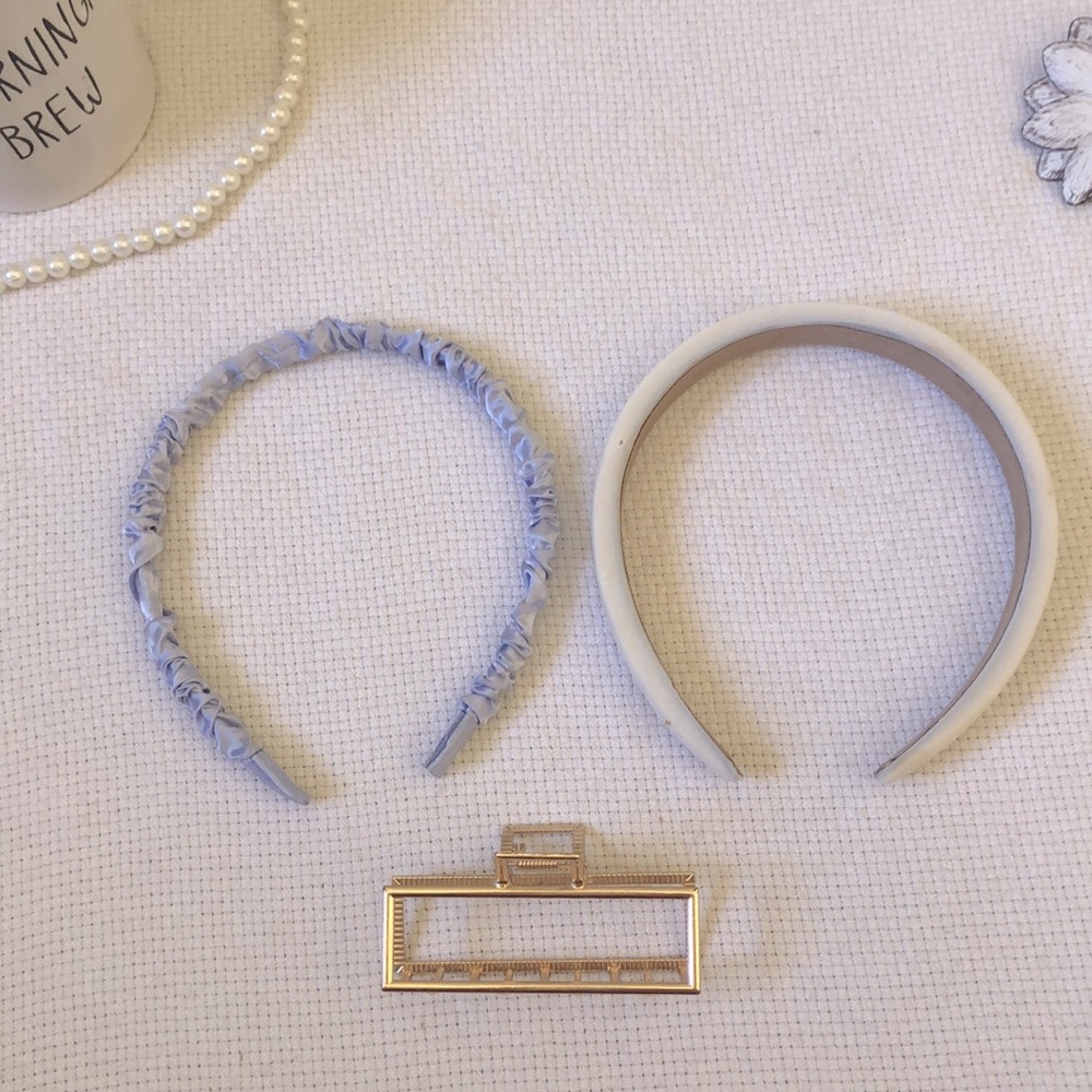 Hair product bundle two headbands and a gold claw clip